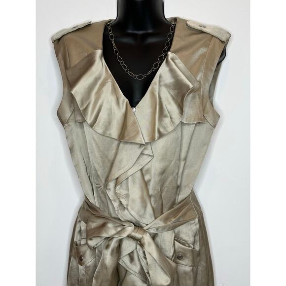 Cynthia Steffe sleeveless satin ruffle v neck utility belted mini dress size 8 - Picture 14 of 15